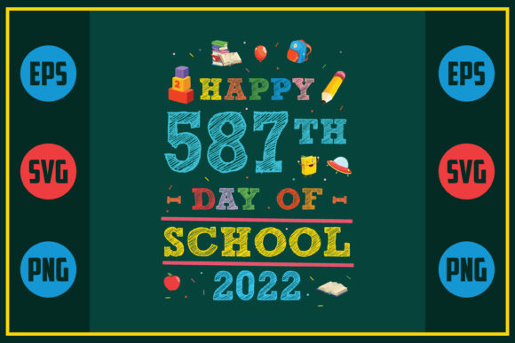 Happy 587th Day of School Embroidery Design